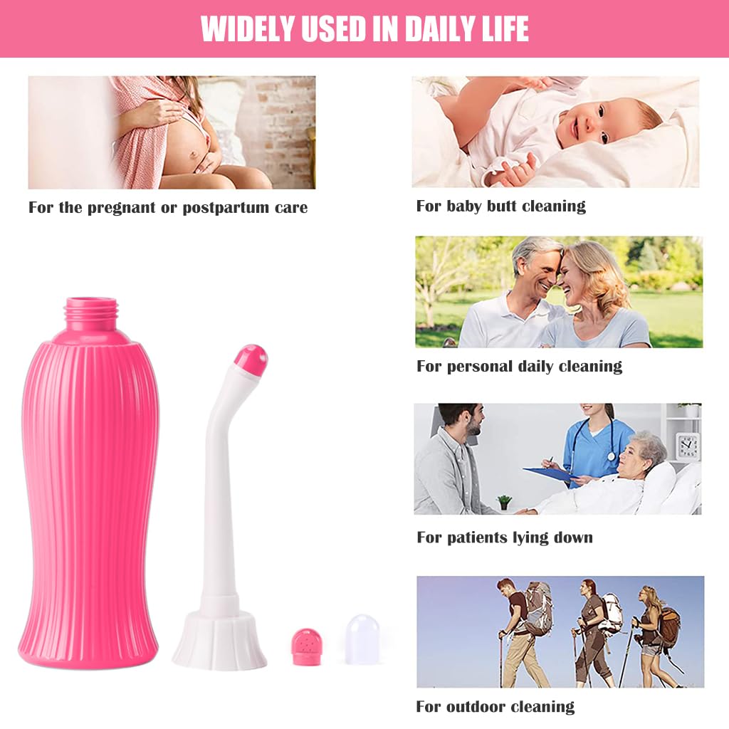 HANNEA 450ml Portable Retractable Travel Bidet for Toilet Handheld Postpartum Perineal Cleansing Childbirth Cleaner with Bag/2 Nozzles- for Outdoor,Camping,Personal Hygiene (Pink) HANNEA 450ml Portable Retractable Travel Bidet for Toilet Handheld Postpartum Perineal Cleansing Childbirth Cleaner with Bag/2 Nozzles- for Outdoor,Camping,Personal Hygiene (Pink)